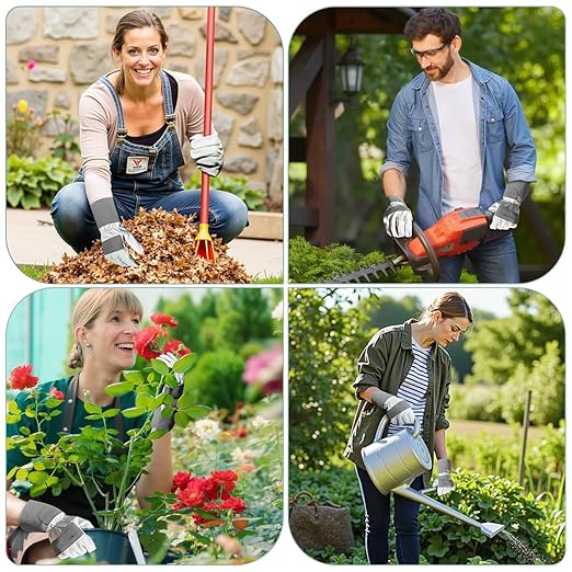 Gardening Gloves, Long Thorn Proof Garden Gloves for Women and Men, Goatskin Breathable Leather Work Gloves for Gardening, Pruning, Yard Work, Grey, L