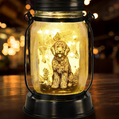 kyoryuger Goldendoodle Gifts for Women/Men Poodle Solar Lanterns Dog Mom Birthday Dog Lovers Lantern Pet Loss Pet Memorial Lights Solar Garden Decoration for Yard, Patio,Backyard,Porch Torches