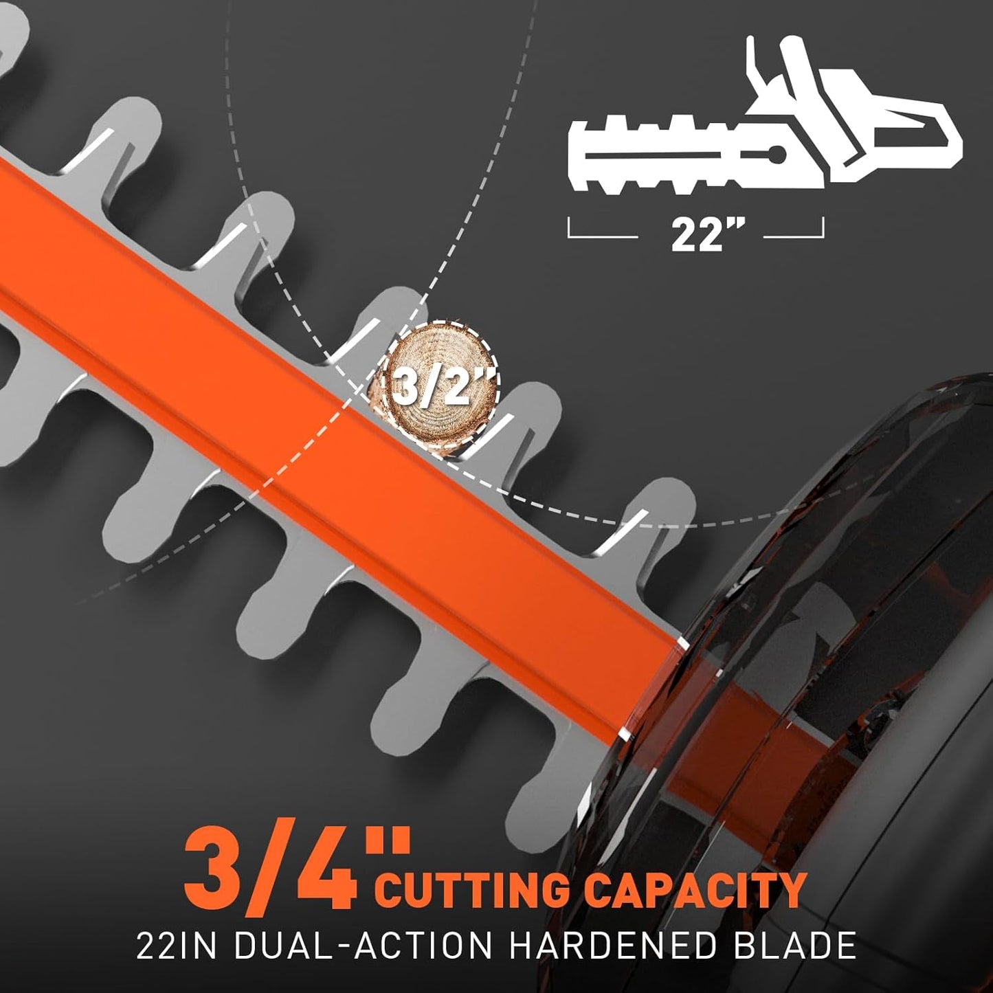 SOYUS Hedge Trimmer Cordless, 20V Electric Hedge Trimmers with 22 Inch Dual Action Blades and 3/4" Cutting Capacity, 2.0Ah Battery and Fast Charger Included