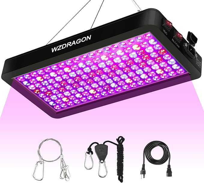 2024 Upgraded BW2000 LED Grow Lights Double Chips Full Spectrum with 10ft Cable for Greenhouse and Indoor Plant Veg and Flower Growing [Black]