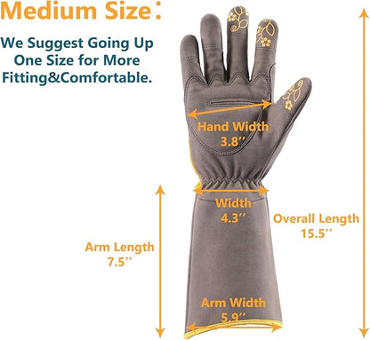 COOLJOB Thorn Proof Rose Pruning Garden Gloves for Women, Long Sleeve Padded Yard Work for Bush, Blackberry, Cactus, Heavy Duty/Puncture Resistant/Machine Washable, Medium, Yellow