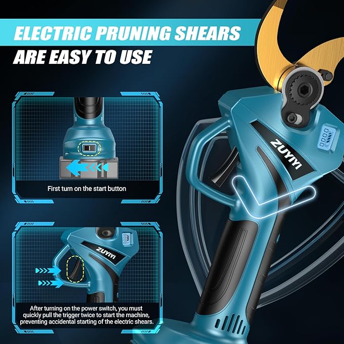 Cordless Electric Pruning Shears for Makita 18V Battery, 2.4" Cutting Brushless Electric Pruner, Tree Branch Cutter for Tree & Flower Trimming w/LED Display, 2 Levels Adjustable (Bare Tool)