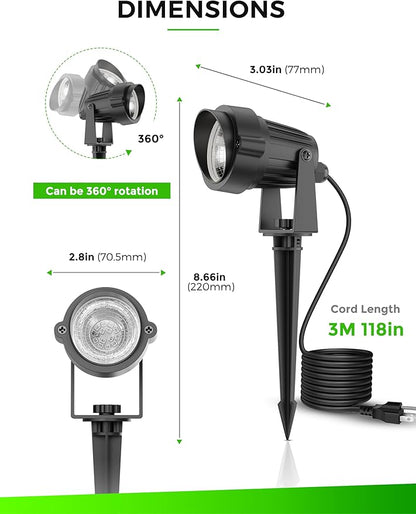 LOHAS Landscape Green Christmas Spot Lights Outdoor, 10W Dusk to Dawn Sensor LED Spotlights for Yard, IP66 Waterproof Pathway Garden Outside Lights, 9.84ft Cord, Green Lawn Decor Lamp, UL Listed,2Pack