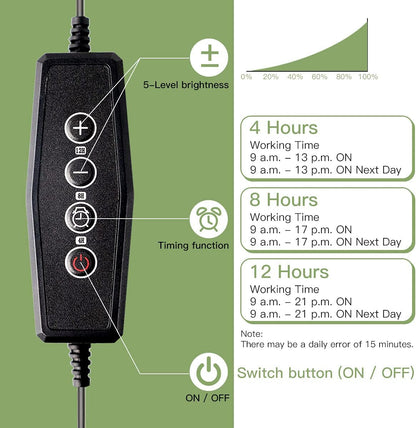 GYTF LED Grow Light Strips, 3500K 90-Bulb Full Spectrum Dimmable Plant Growing Lamp Bars with Auto ON/Off Timer for Indoor Plants Succulents Seeds Starting Hydroponics, Extendable Design