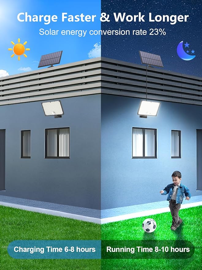 400LED Solar Lights Outdoor,3 Modes & Remote Control Motion Sensor Outdoor Light,IP67 Waterproof Solar Flood Lights for Garden, Garage, Patio, Pathway (4 Pack)