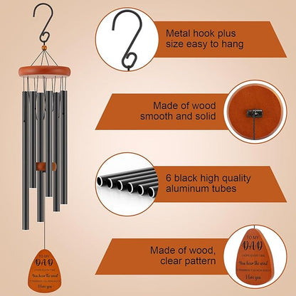 Dad Birthday Gifts from Daughter Son, Dad Gifts for Birthday, Fathers Day, Thanksgiving, Christmas, 32 Inch Wind Chimes Gift for Home Decor