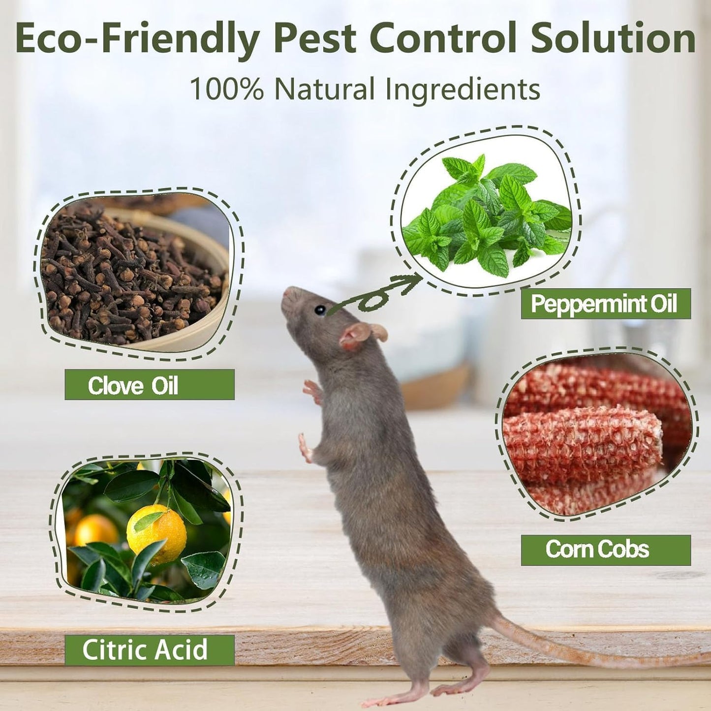 Mouse Rodent Repellent, Peppermint & Lemon Oil Mice Repellent Balls - 24 Pack Natural Rodent Deterrent for Indoor/Outdoor Use, Family & Pet Safe, Long-Lasting Insect Repellent for Home, Garden, Garage