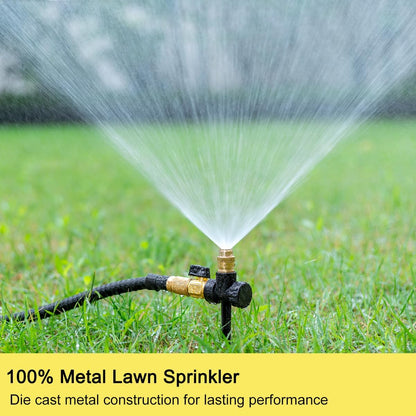 FANHAO Metal Lawn Sprinkler for Yard, 2 Pack Automatic Garden Water Sprinkler on Spike Base, Adjustable Brass Sprinkler Nozzle 360 Degree Large Area Coverage for Lawn Grass Patio Garden Irrigation