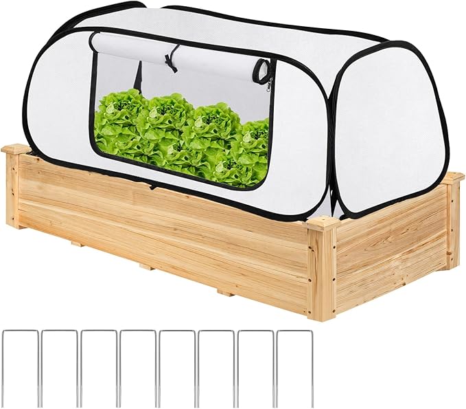 ANGAR Pop Up Winter Garden Covers for Raised Beds, 45" x 22" x 16"Plant Covers Freeze Protection, Garden Rows Greenhouse Raised Bed Cover for Seedlings Vegetable Fruits Rows, Includes 8 Stakes