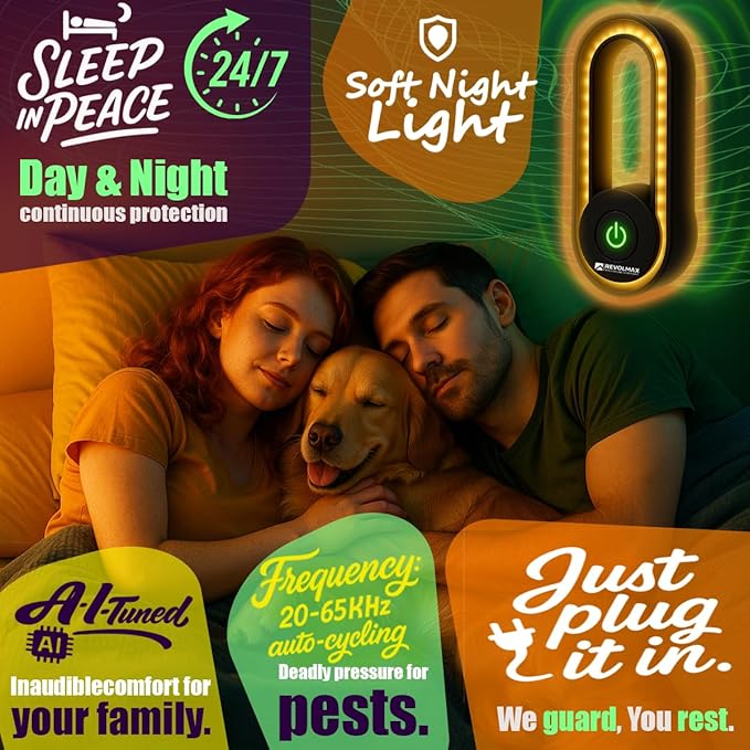 A28, Ultrasonic Pest Control Repeller - Electronic & Ultrasound, Indoor Plug-in Repellent - Get rid of - Rodents, Mice, Squirrels, Bats, Insects, Bed Bugs, Ants, Fleas, Spiders, Roaches (6Pack, Black)