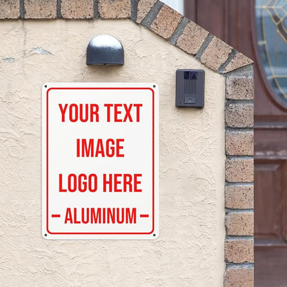 Generic Bulk Custom Aluminum Sign, Customized Personalized Metal Signs - Outdoor Indoor 12"x8", White