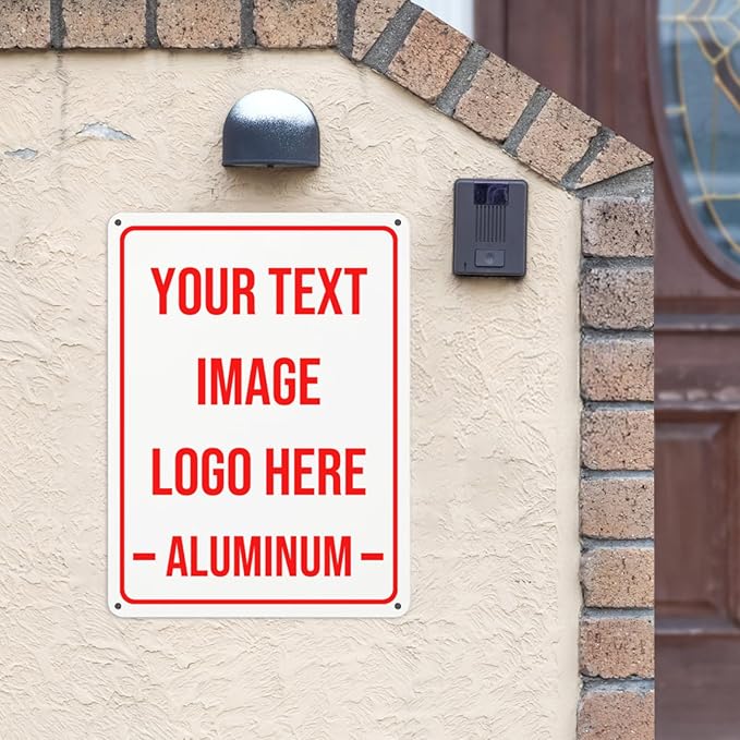 Bulk Custom Aluminum Sign Custom Signs Outdoor Metal Sign, Customized Sign Personalized Metal signs Add Text Logo Image For Garden Office Business Farm Home Bar Indoor Outdoor 8"x6"