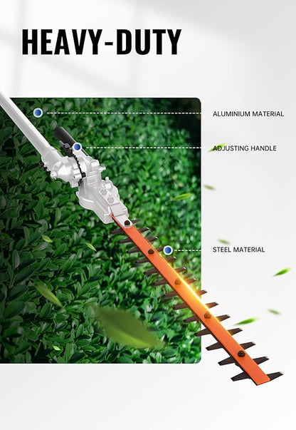 SUNSEEKER 16" Hedge Trimmer Attachment Universal, Dual Action Articulating,Heavy Duty Steel Material, 12 Angle Positon, Gas Powered, Grey/Black