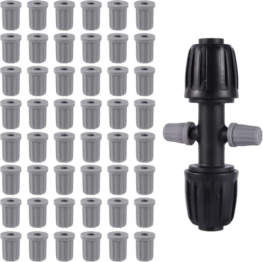 60 Pcs 1/4 Inch Barbed Connector End Caps Rubber Plugs for 1/4 Inch Irrigation Tubing System