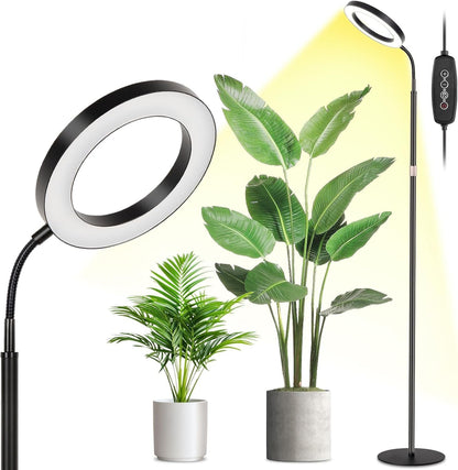 LBW Grow Lights for Indoor Plants with Stand Full Spectrum, Floor Plant Lights for Indoor Growing, 108 LEDs Standing Plant Lamp, 4/8/12H Auto Timer, 6 Brightness, Height Adjustable,7.8 Diameter