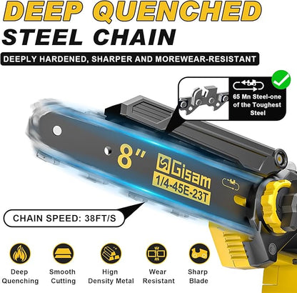 2-in-1 Electric Pole Saws for Tree Trimming,8" Mini Chainsaw Cordless with Extension Pole, 1000W Brushless Motor,Auto Oiling,15.58 FT Max Reach Extension Pole for Outdoors Pruning with 2×Batteries