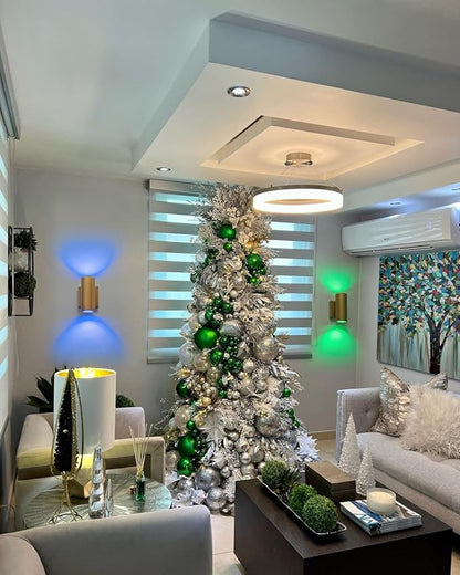 RGB Outdoor Wall Light LED Exterior Lighting Fixtures with Remote Control or App Control, 7" Handmade Gold Outdoor Sconce Lights for House Front Door Garage Patio Porch