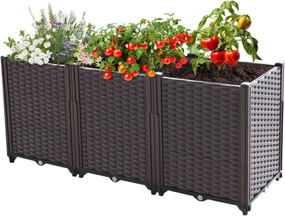 Raised Garden Bed, Planters for Outdoor Plants Raised Beds for Gardening, Plastic Planter Raised Beds for Planting Outdoor Plant Vegetables, Flowers, Fruits and Plants, 47.2"(L) x 15.7"(W) x 20.4"(H)