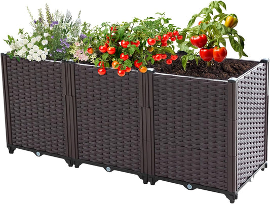 Raised Garden Bed, Planters for Outdoor Plants Raised Beds for Gardening, Plastic Planter Raised Beds for Planting Outdoor Plant Vegetables, Flowers, Fruits and Plants, 47.2"(L) x 15.7"(W) x 20.4"(H)