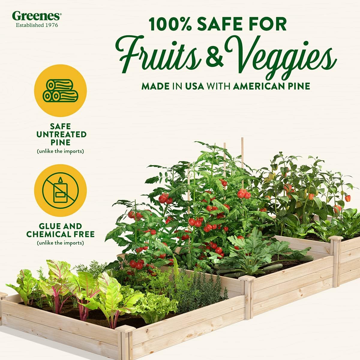 Greenes Fence Original Pine Raised Garden Bed, 4' x 12' x 7-14" - Made in USA with American Pine