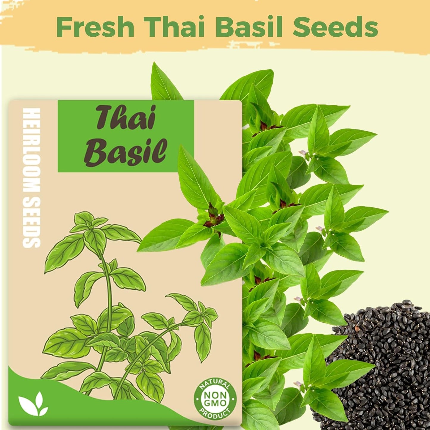 Basil Seed Pods Kit Hydroponic - Refill Herb Pod for All Indoor Herb Garden, 8 Grow Pods with Seeds of Thai Basil, Compatible with All Hydroponics Growing Systems