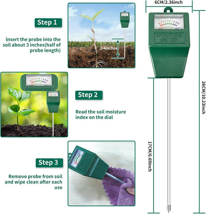 SZHLUX Soil Moisture Sensor Meter, Plants Moisture Meter, Plant Water Meter for Plant Care, Great for Potted Plants, Gardening, Lawn, Indoor & Outdoor (No Battery Needed)