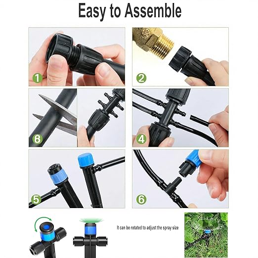 Drip Irrigation System for Garden, 262 ft Garden Watering System Drip Irrigation Kit, with 1/4" & 1/2" Tubing and 20pcs Sprinklers for Lawn Yard Flower Green Houses Plants