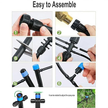 Drip Irrigation System for Garden, 262 ft Garden Watering System Drip Irrigation Kit, with 1/4" & 1/2" Tubing and 20pcs Sprinklers for Lawn Yard Flower Green Houses Plants