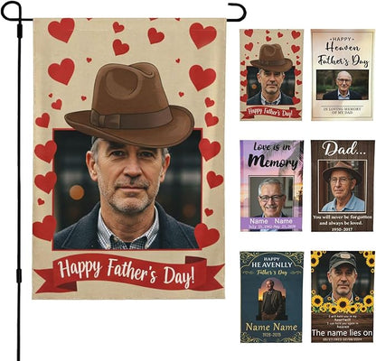 Custom Father Garden Flag for Outdoor Personalized Father's Yard Flags Decor Customized Flag Add Your Own Picture/Text House Lawn Banner Double Sided Home Wall Decoration 12.5x18 28x40