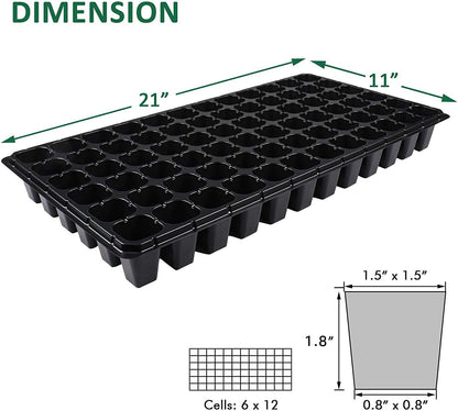 AIFUSI 10 Pack Seed Starter Kit, 72 Cell Seedling Trays Gardening Germination Plastic Tray Nursery Pots Mini Propagator Plant Grow Kit Plug Tray Starting Trays for Seedling Germination