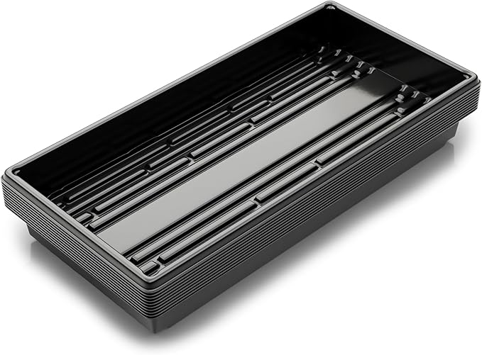 10x20 Inch Black Plastic 10 Pack Plant Propagation Tray – Growing Trays for Garden, Planting, Seedling, Soil & Hydroponic Horticulture - Microgreen Trays Grow Plants - No Drain Holes