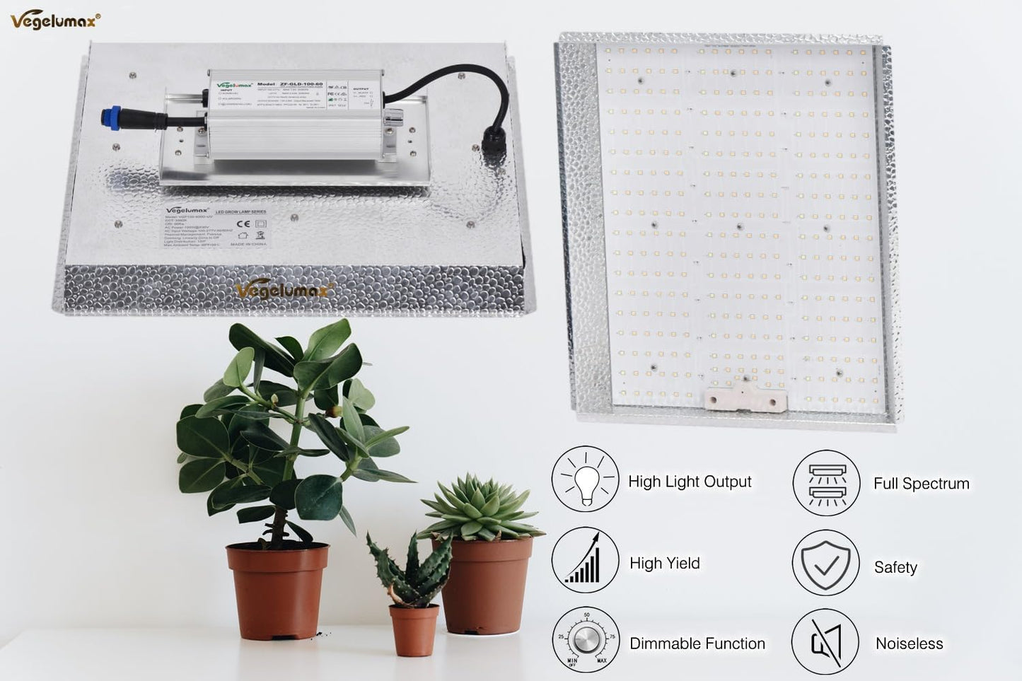 100Watt LED Plant Grow Lamp,Including UV IR Diodes,Sunlike Full Spectrum Growing Light for Hydroponic Indoor Seeding Veg Bloom Commercial Grow Greenhouse 4x2 4x4 Plant Tent,Power Dimmable