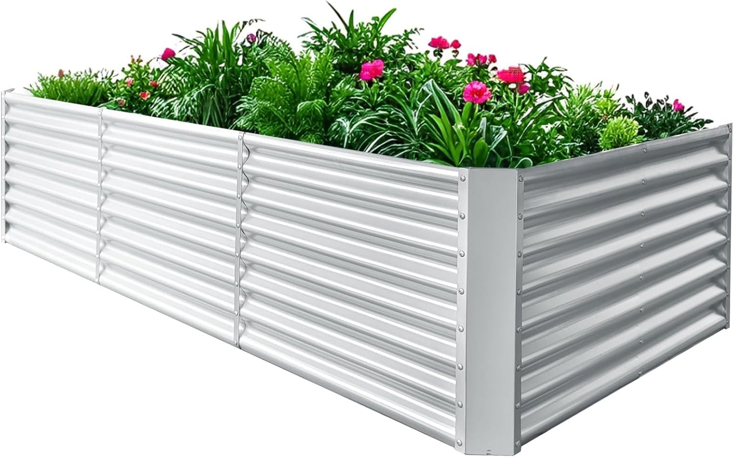 8x4x2ft Galvanized Raised Garden Bed, Planting Bed Kit, Galvanized Planter Raised Garden Boxes Outdoor, Large Metal Raised Garden Beds for Vegetables