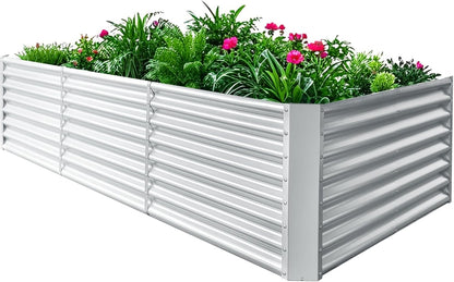 8x4x2ft Galvanized Raised Garden Bed, Planting Bed Kit, Galvanized Planter Raised Garden Boxes Outdoor, Large Metal Raised Garden Beds for Vegetables