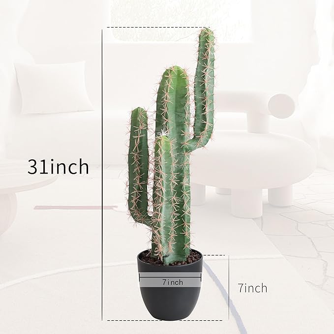 momoplant Artificial Cactus Fake Plant 31 Inch Tall Faux Cacti Plants for Home Garden Office Store Decoration