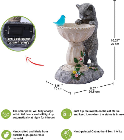 Nacome Solar Cat Garden Decor: Outdoor Statues Ornaments for Outside Decorations Yard Art Lawn Porch Patio Balcony - Christmas Birthday Gifts Choice for Mom Grandma Women Lover