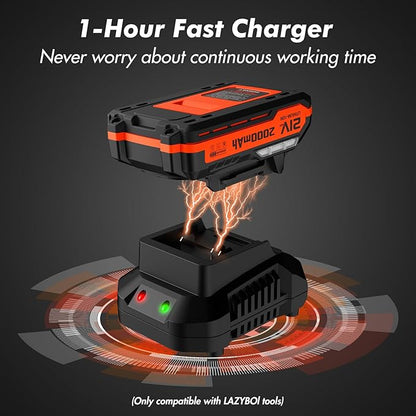 Leaf Blower Cordless - 21V Powerful Electric Leaf Blower with 2 Batteries and Charger, 2 Speed Modes, 2.0Ah Lightweight Battery Powered Leaf Blowers for Lawn Care, Patio, Dust, Blowing Leaves