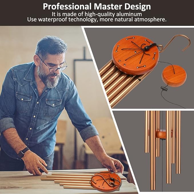 32" Memorial Wind Chimes, Bereavement Gift,in Memory of Loved One Loss of Mother Father，Home Decor Garden Patio Outdoor-Golden