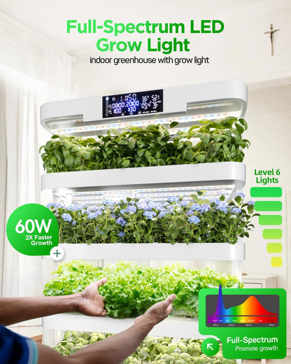 Woolooloo Large Hydroponics Growing System Kit, 5-Tier Indoor Herb Garden with Smart Climate Control, Auto Misting, Full Spectrum Grow Light, Vertical Hydroponic System for Home or Commercial