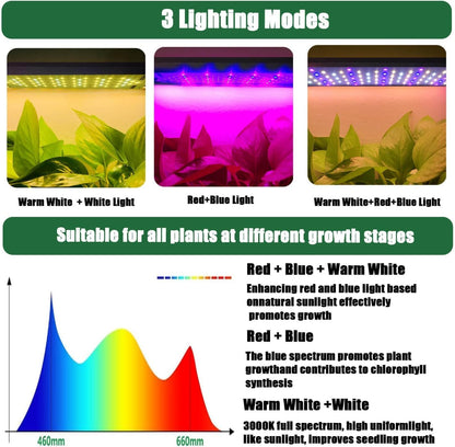 Grow Lights for Indoor Plants 40W Ultra-Thin Panel Plant Grow lamp 11.8 Inch Warm White Light & Red Blue Light Full Spectrum for Under Cabinet Plant with 3/9/12H Timer, Grow Lamp 4-Pack