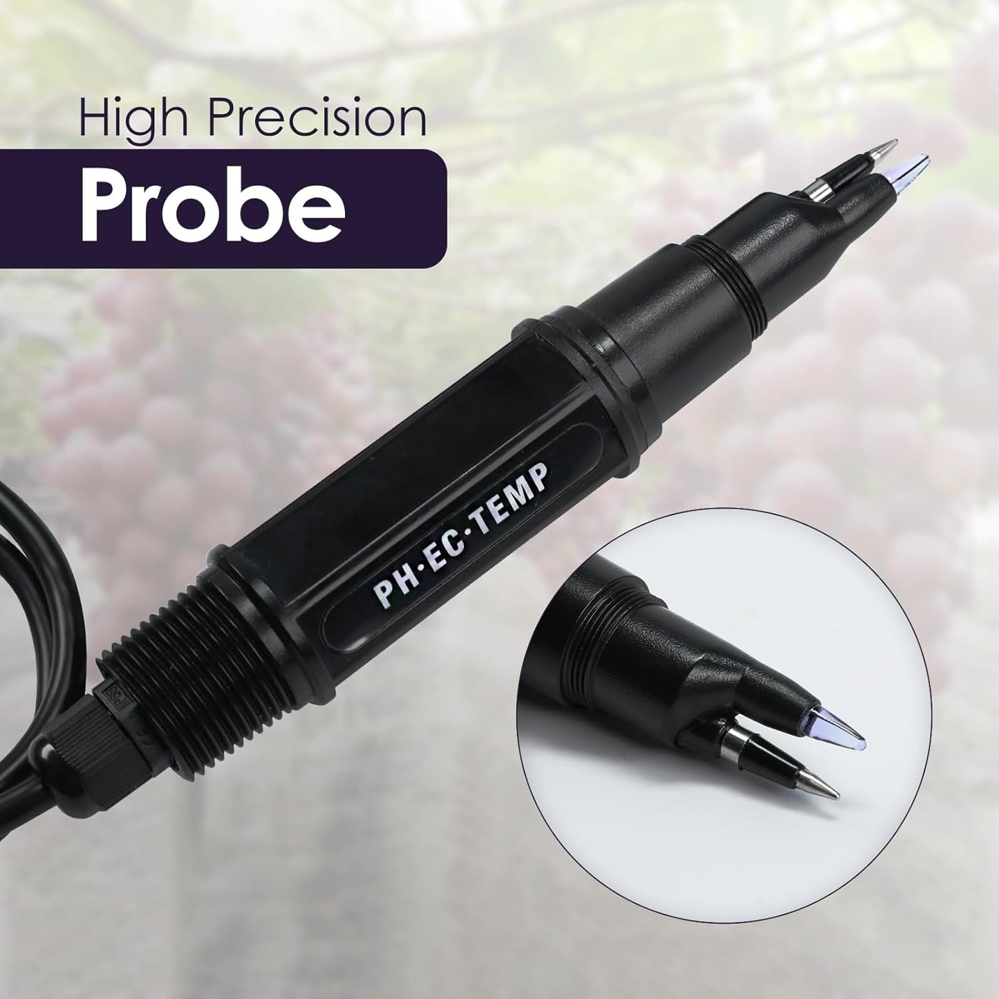 pH Meter for Food 3-in-1 Digital pH EC Temperature Meter with ATC, Food pH Tester for Checking Fermentation/Bread Dough/Sausages, Waterproof pH Probe Meter for Cosmetics, Solid and Soft Soil Sample