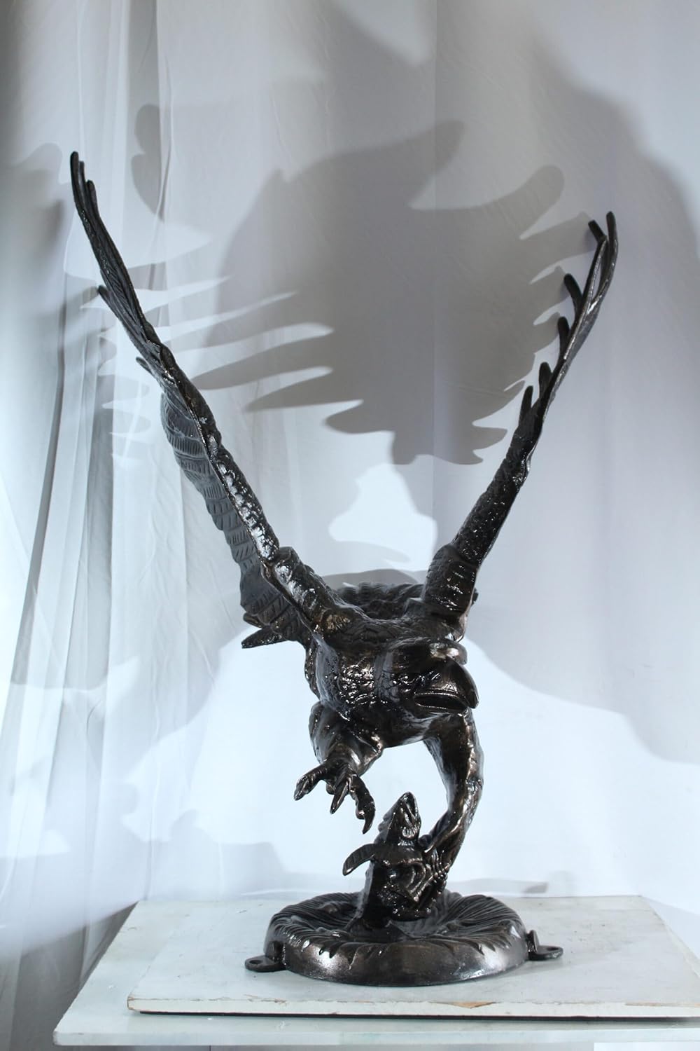 NIFAO Large Aluminum Eagle Statue with Wings Spread in Flight – Bronze-Style Wildlife Décor for Home & Garden – 40" x 35" x 51"H