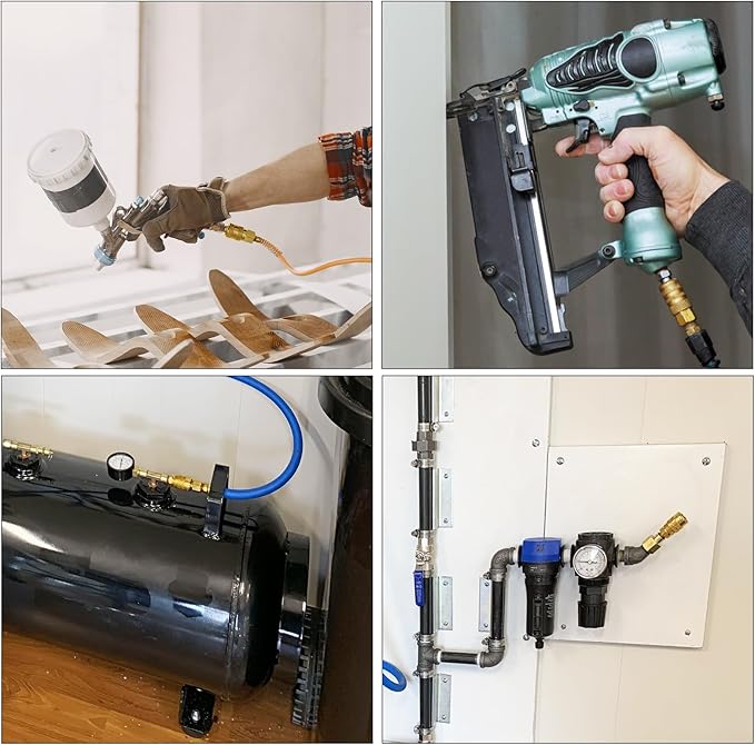 1/4" Air Hose Fittings Kit, 45 Pieces Quick Connect Air Compressor Fittings, Iron Plated Brass Air Tool Fittings, 300 PSI