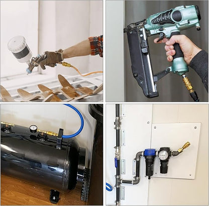 Air Hose Fittings 1/4" Male NPT Solid Brass Air Coupler Kit,12 Pieces Quick Connect Air Compressor Accessories 300 Psi