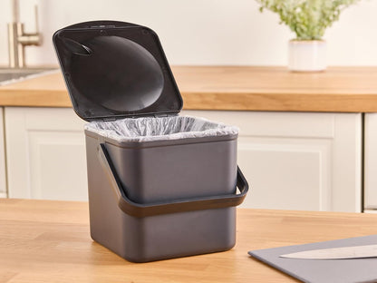 Minky Homecare Kitchen Compost Bin – Countertop Food Waste Caddy with Easy Wipe Clean Interior – Made in The UK - 3.5L (0.9 gal.) ECO Black