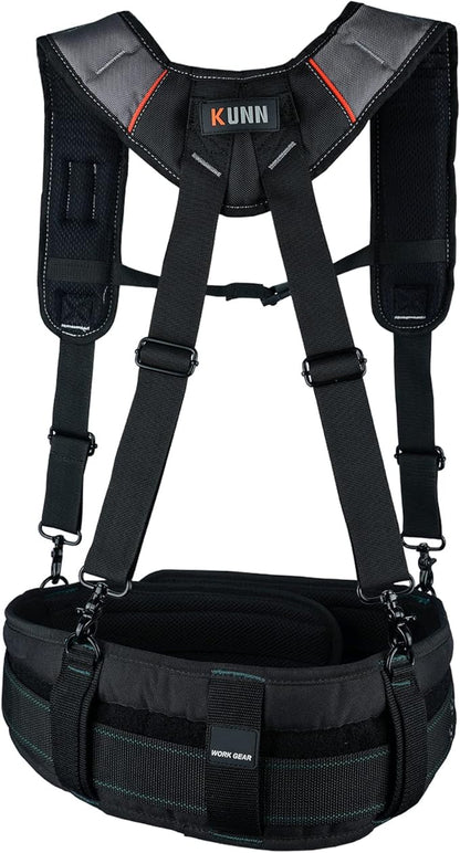 KUNN Tool Belt Suspenders Padded Carpenter Construction Electrician Work Suspender with Attachment Loops for Men,Grey