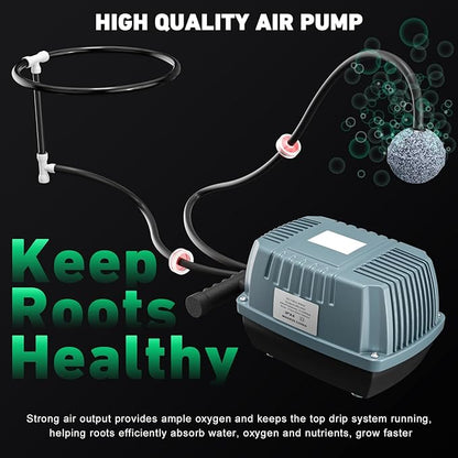 4 Buckets DWC Hydroponics Growing System with Top Drip Kit 7 Gallon Deep Water Culture Bucket System with Air Pump, Air Stone, Air Hose, Recirculating Drip Garden System