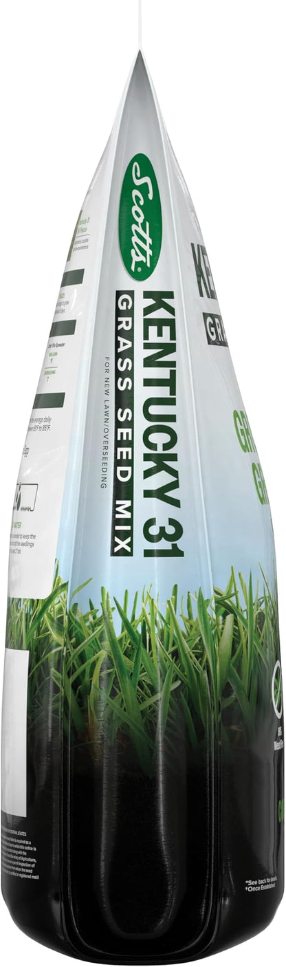 Scotts Kentucky 31 Grass Seed Mix for New Lawns or Overseeding, Grows Thicker and Greener vs. Other Kentucky 31 Mixes, Covers up to 5,000 sq. ft.