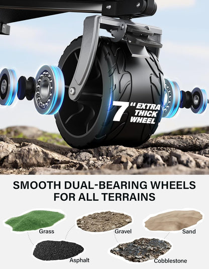 Collapsible Wagon, 440lbs Foldable Wagons Carts with Big Wheels, Heavy Duty Folding Wagon for Beach/Garden/Camping/Grocery-Ink Black