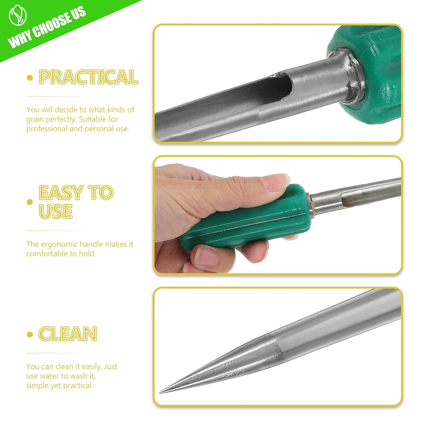 Grain Sampler Soil Probes Grain Sampling Probe Grain Powder Sampler Grain Thief Sampler Wheat Sampler Agriculture Powder Sampler Grain Probe Sampler Corn Sampler Stainless Steel